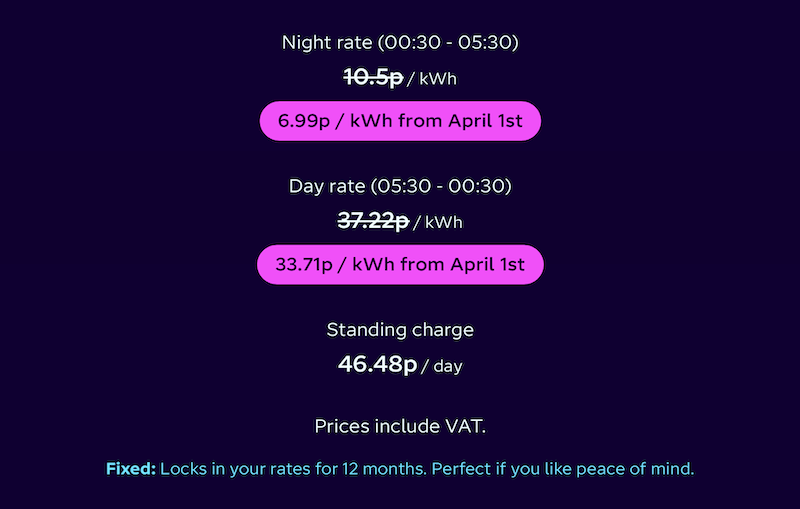 Octopus Go Rates from 1 April 2026