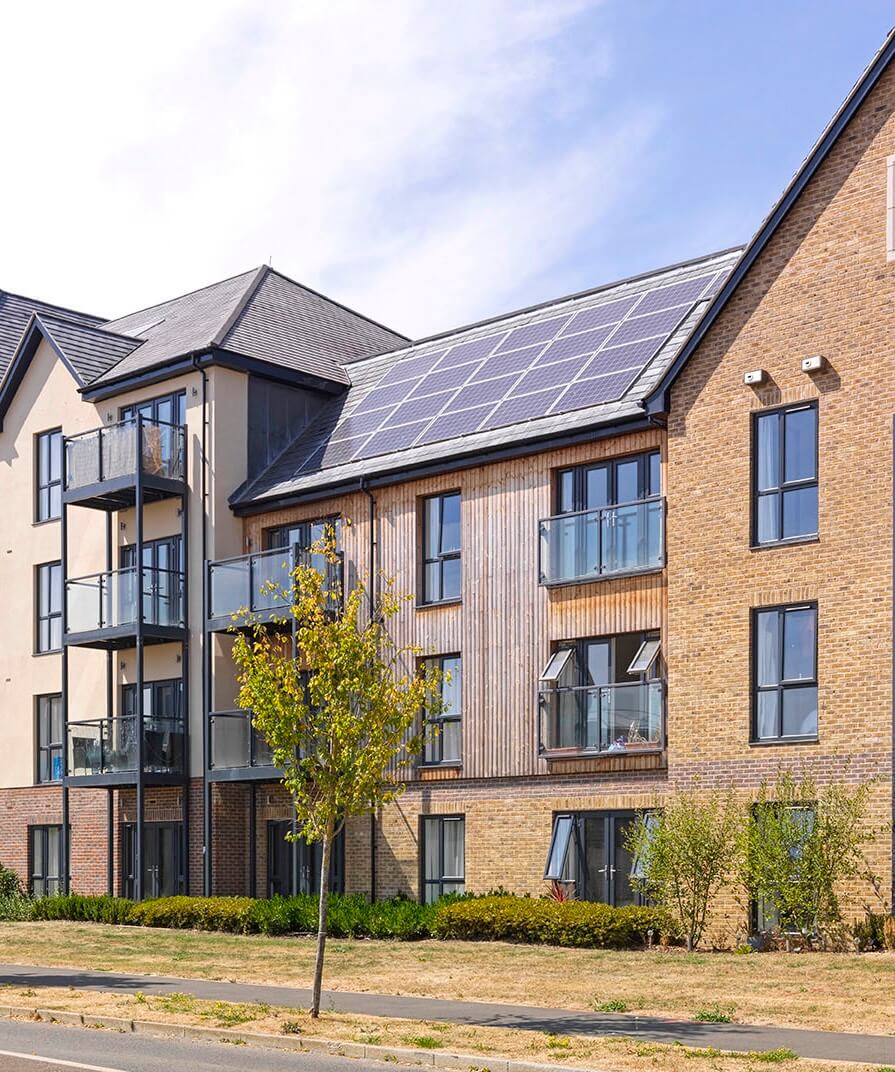 A view of residential properties in Wokingham, Berkshire, highlighting the town as an excellent location for solar panel installations